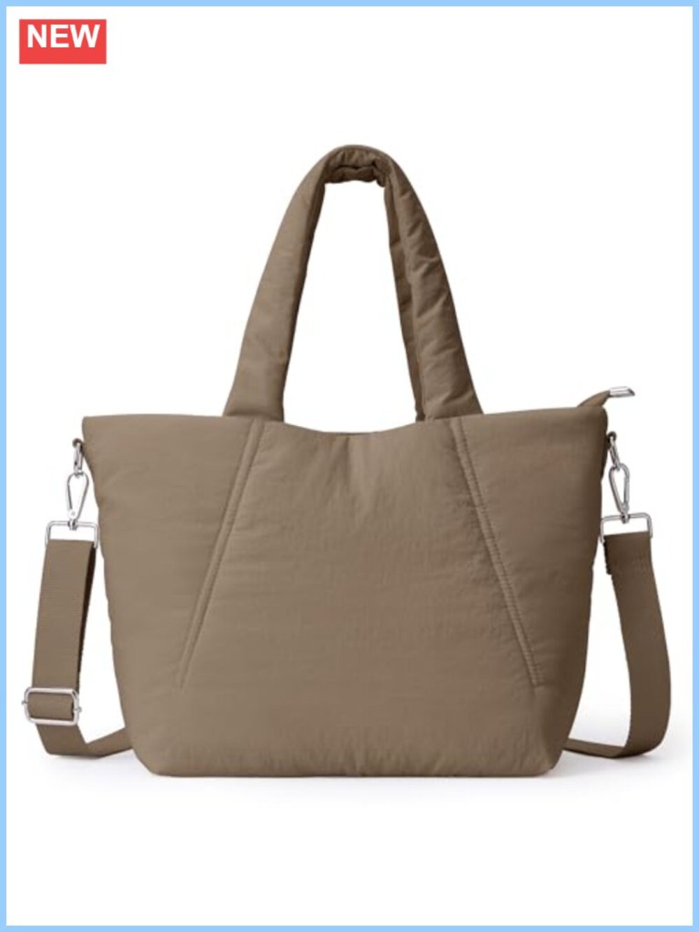 Quilted Nylon Tote Bag Medium Soft Padded Puffer Laptop Crossbody